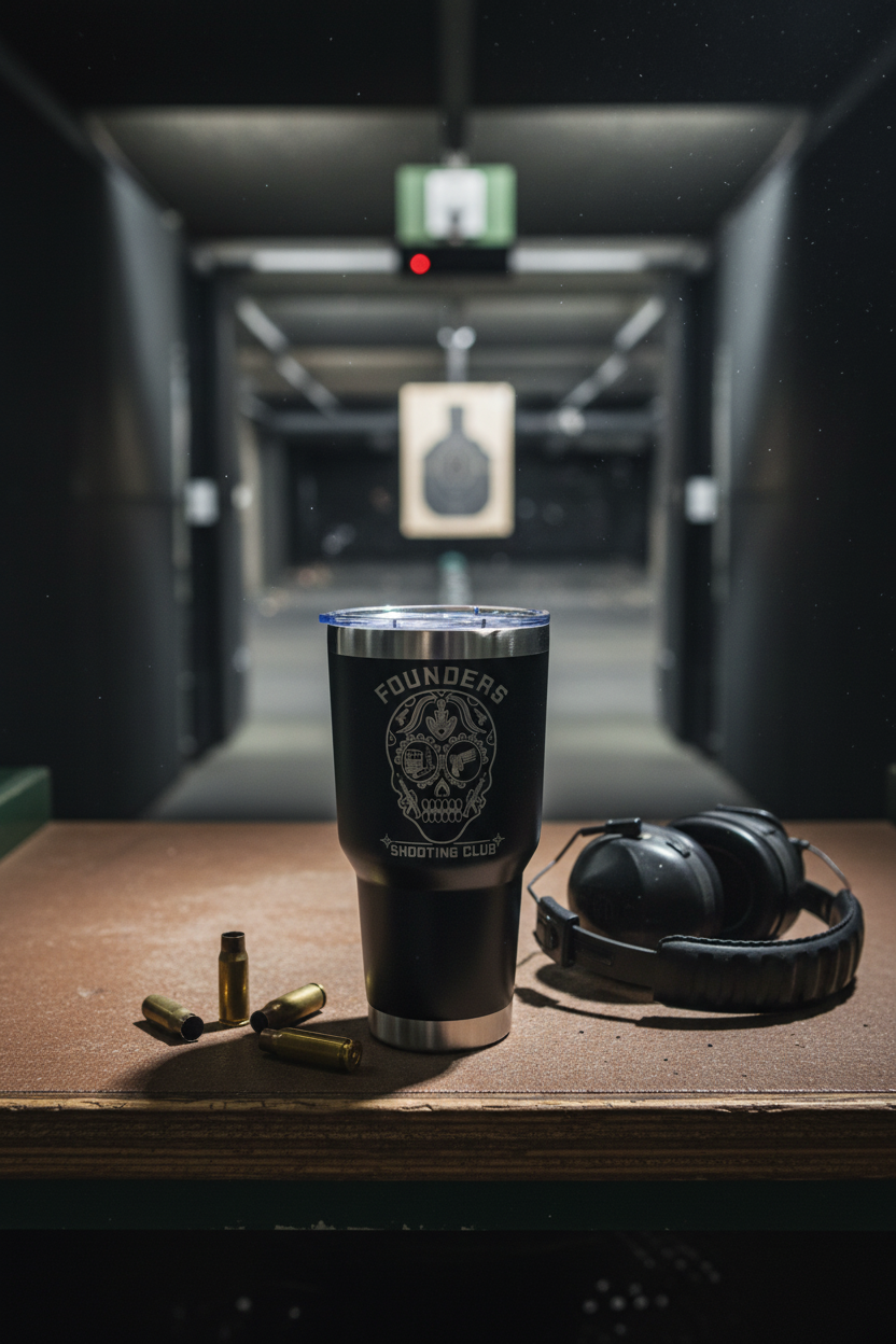 Founders Shooting Club 30oz Tumbler Indoor Range Lifestyle