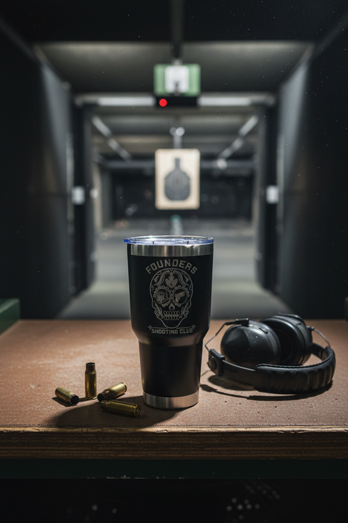 Founders Shooting Club 30oz Tumbler Indoor Range Lifestyle