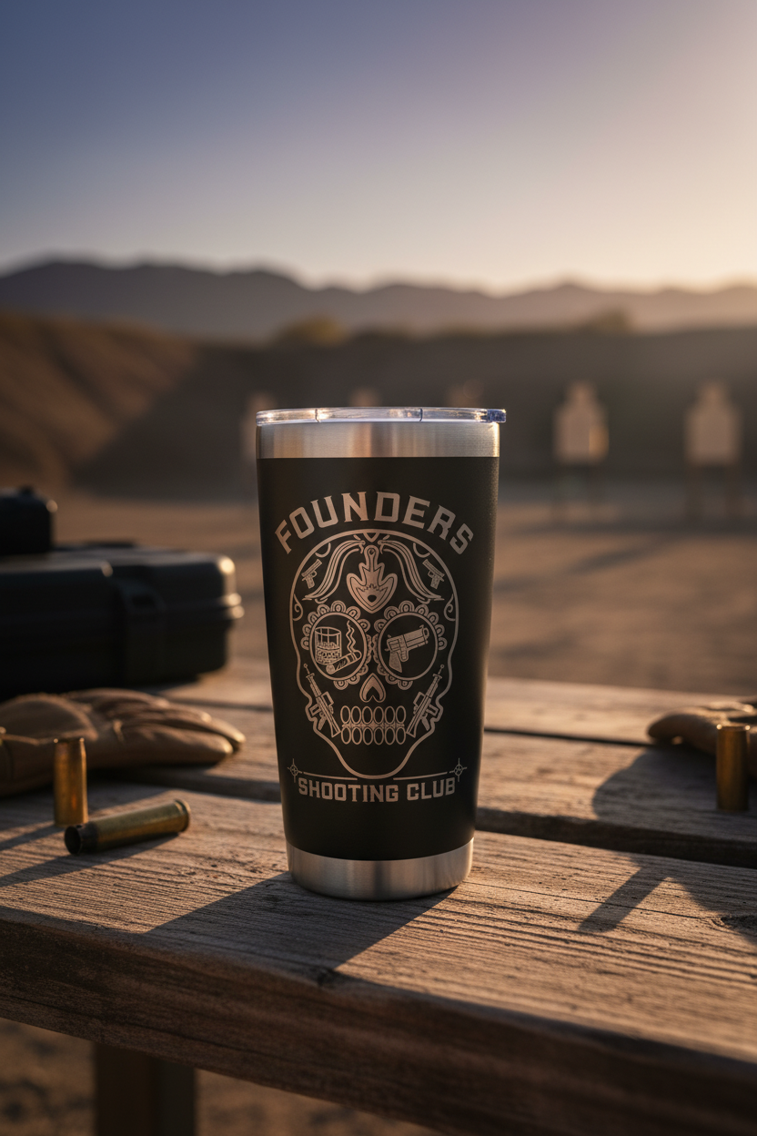 Founders Shooting Club Tumbler Lifestyle Mockup