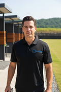 Founders Shooting Club black polo lifestyle shot
